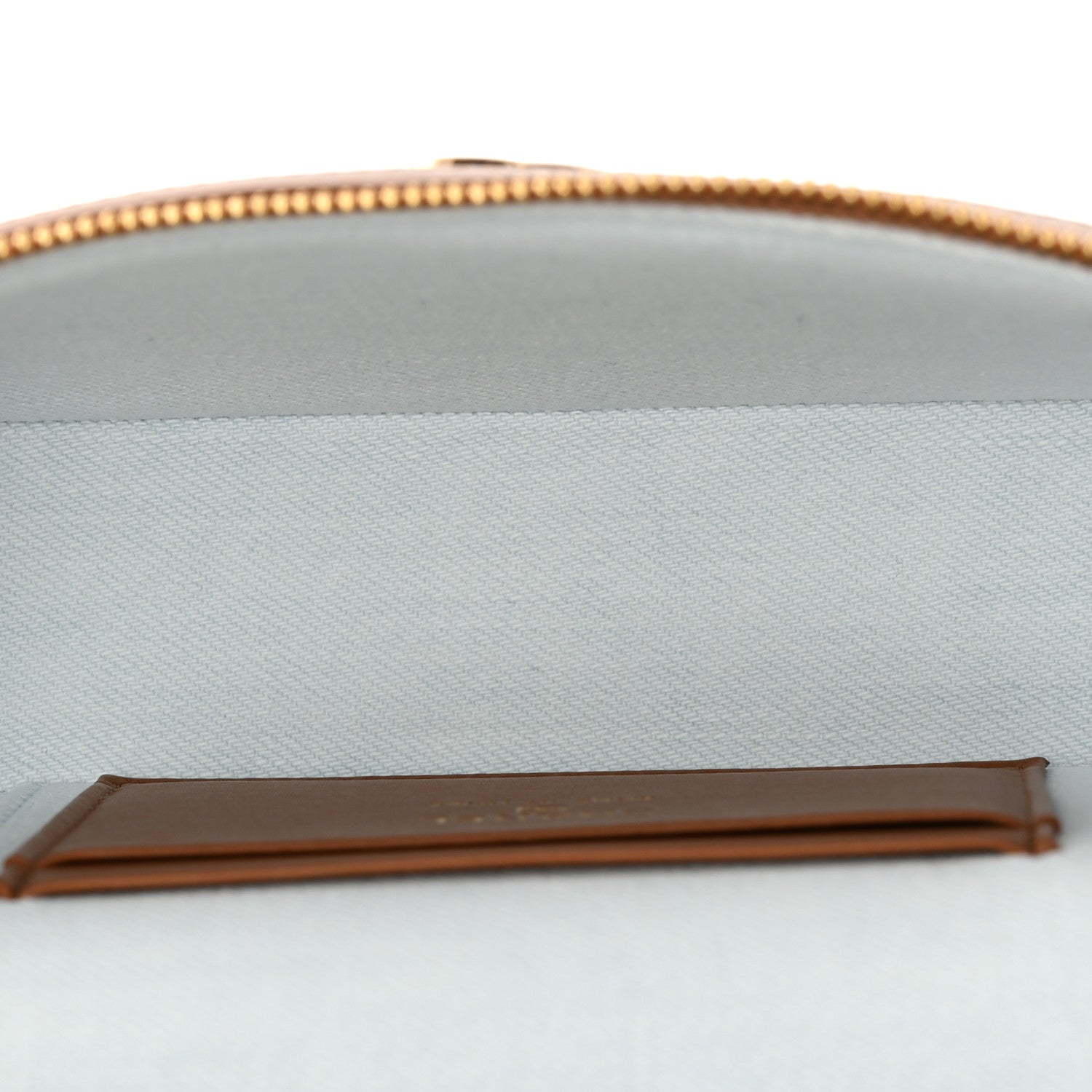 Washed Denim Calfskin Quilted Top Handle Slim Vanity Case With Chain Blue Brown