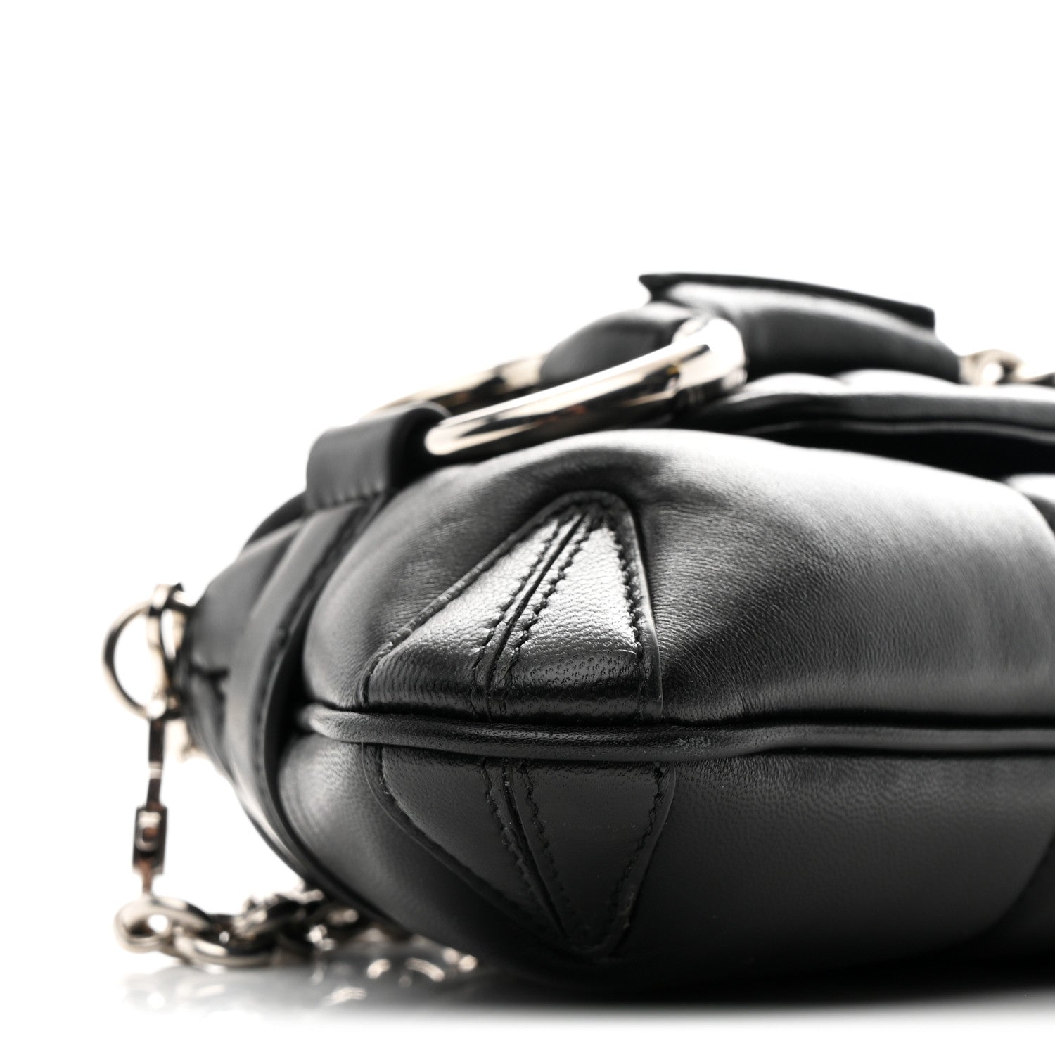 Nappa Vertical Matelasse Small Maxi Horsebit Chain Shoulder Bag Black