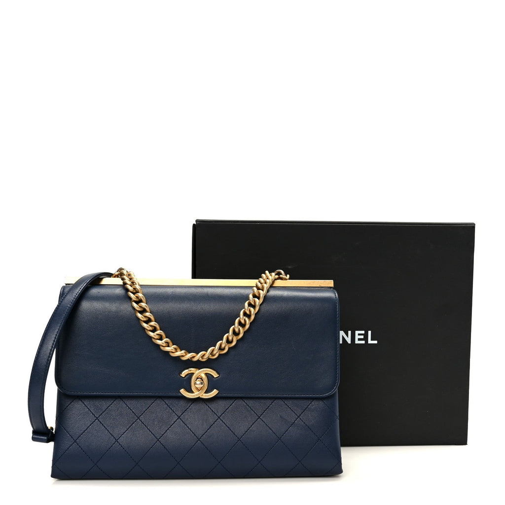 Lambskin Stitched Coco Luxe Medium Flap Blue