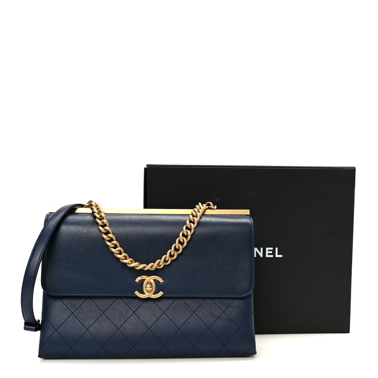 Lambskin Stitched Coco Luxe Medium Flap Blue