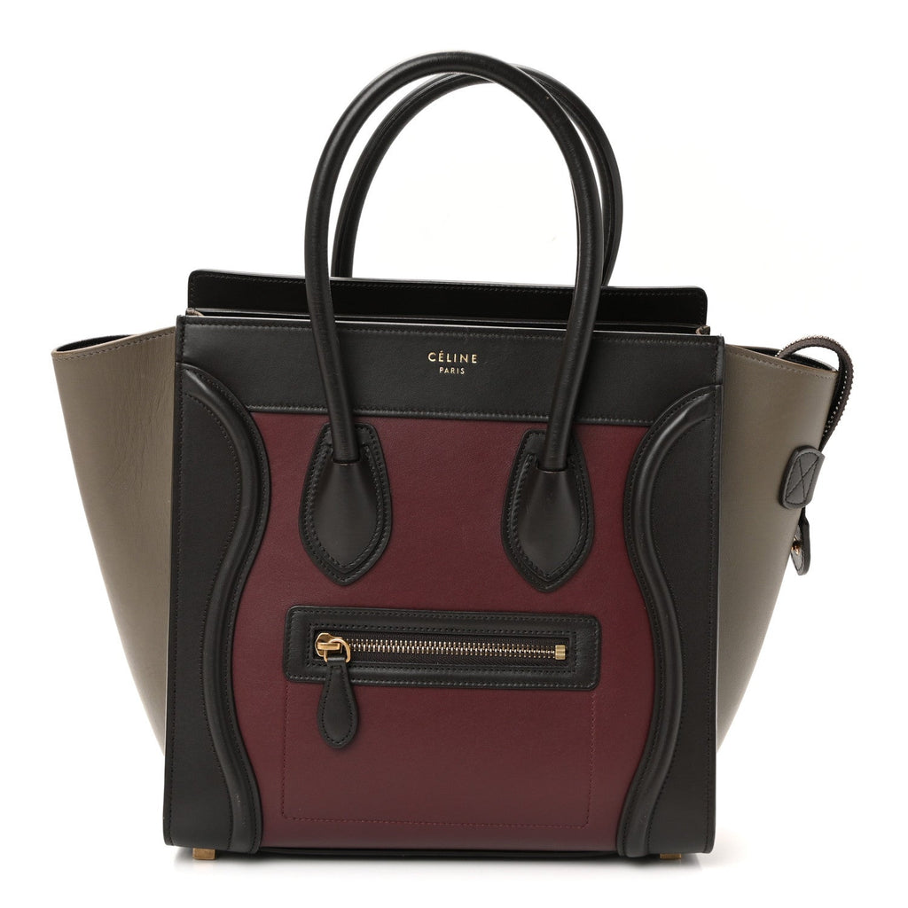Smooth Calfskin Nubuck Micro Tri-Color Luggage Burgundy