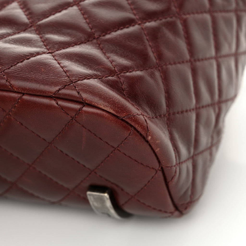 Glazed Calfskin Quilted Small Salzburg Backpack Burgundy