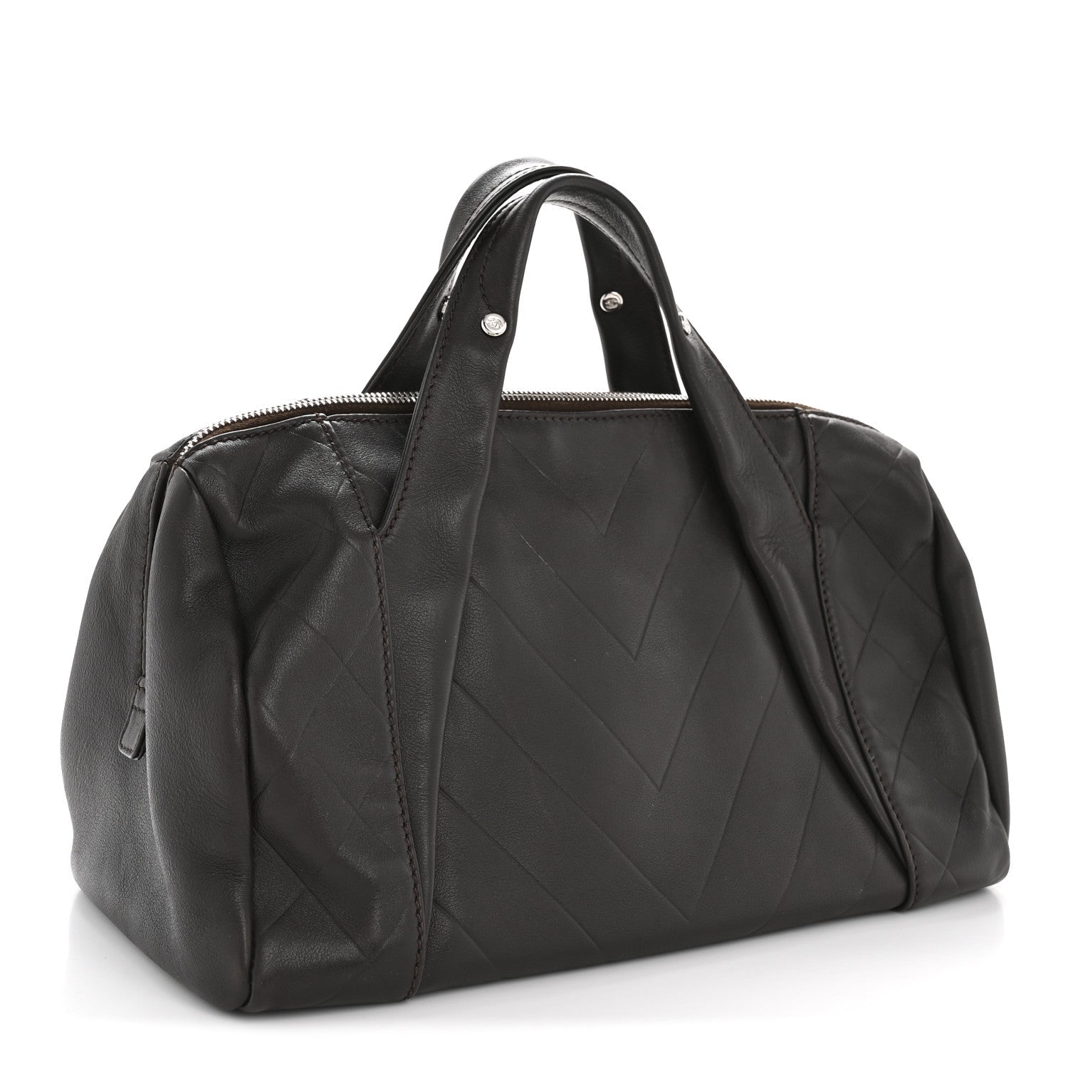 Calfskin Chevron CC All Day Long Boston Brown