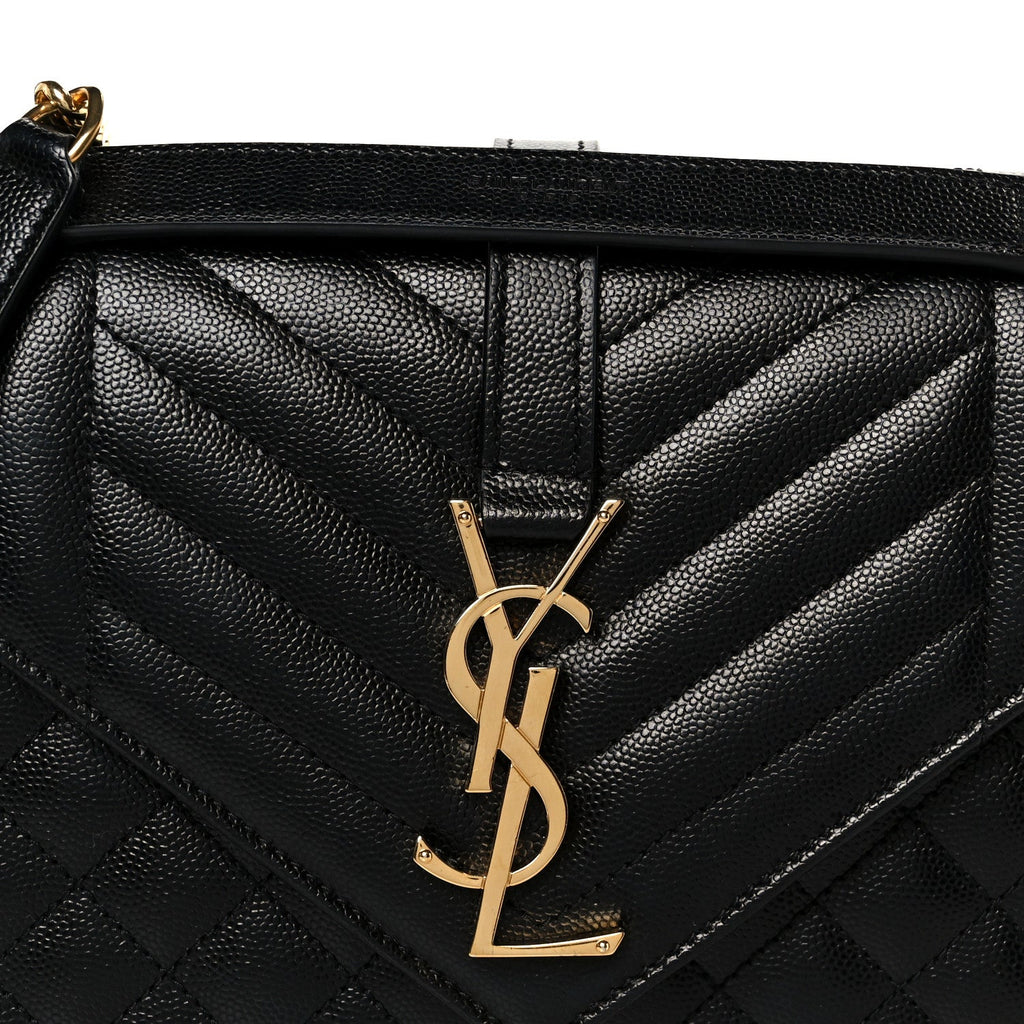 Grain De Poudre Textured Mixed Matelasse Triquilt Medium Monogram Satchel Black