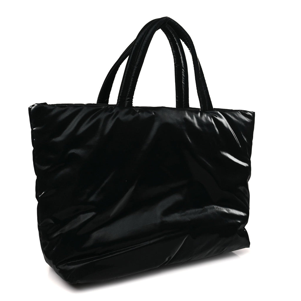 Silktech Canvas Wide Puffer Tote Black