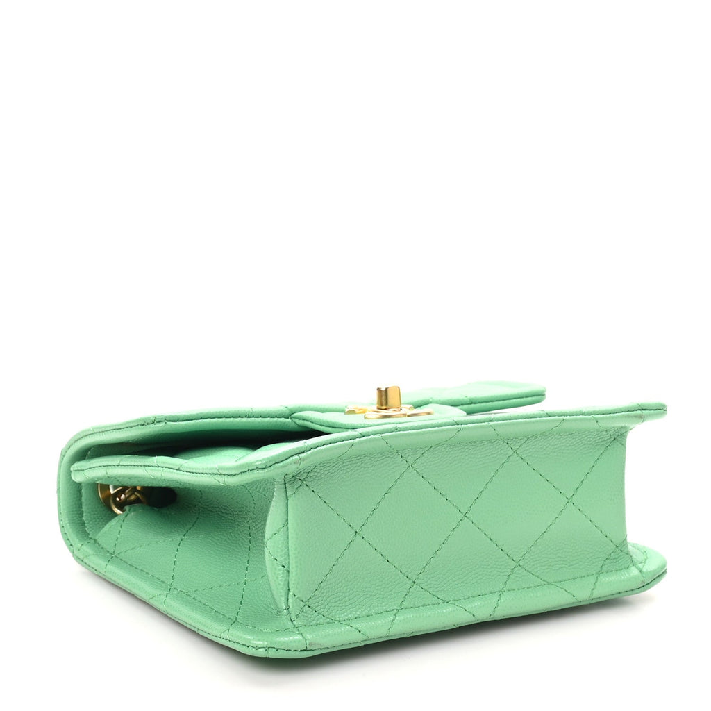 Caviar Quilted Mini Sweet Classic Flap Green
