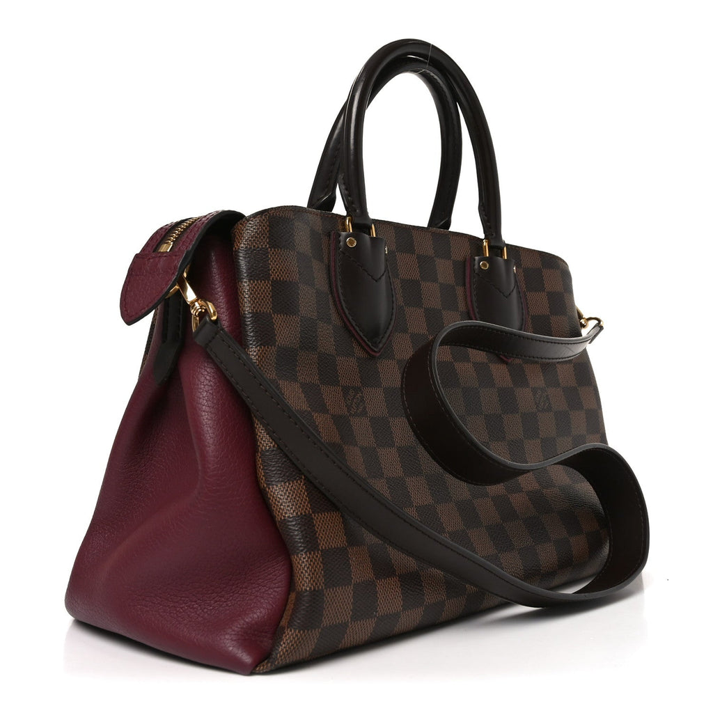 Cuir Taurillon Damier Ebene Normandy Bordeaux