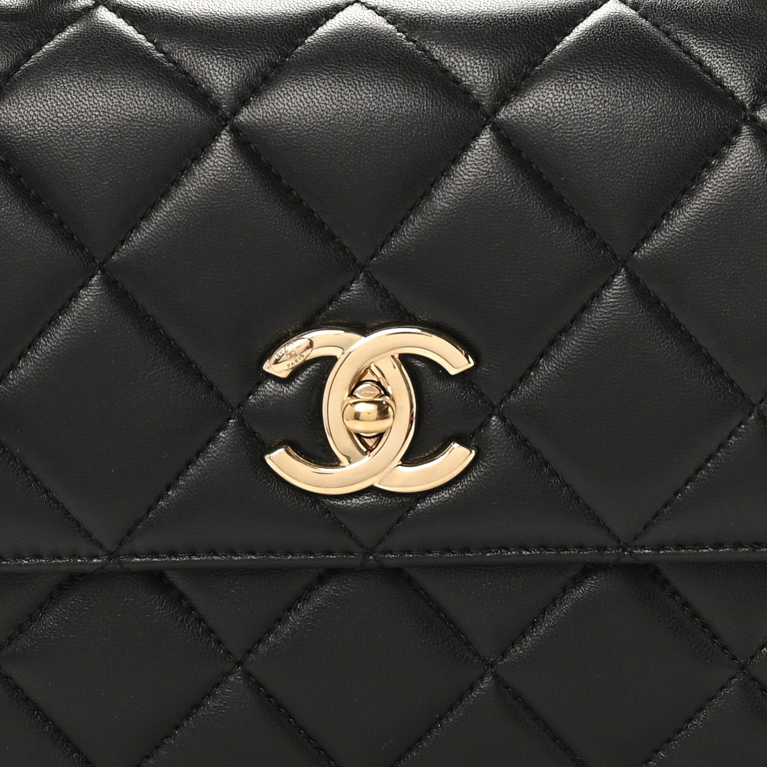 Lambskin Quilted Small Trendy CC Dual Handle Flap Bag Black