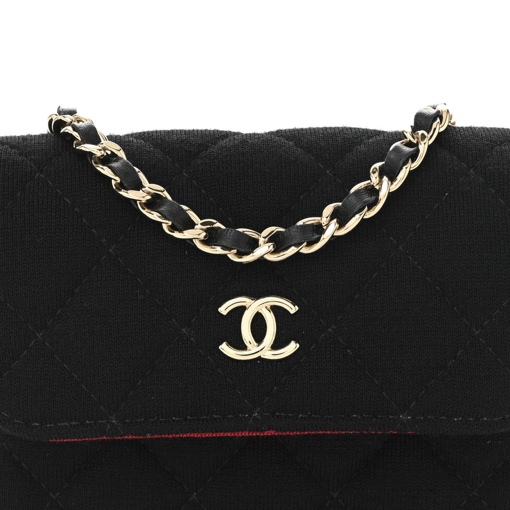 Jersey Quilted Micro Mini Flap Black