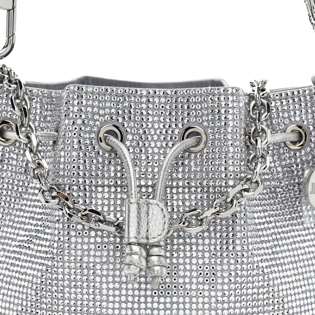 Satin Crystal Embellished Medium Piper Bucket  Silver Rhine