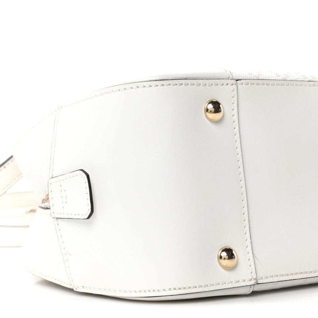 Calfskin Diamante Small Top Handle Bag White