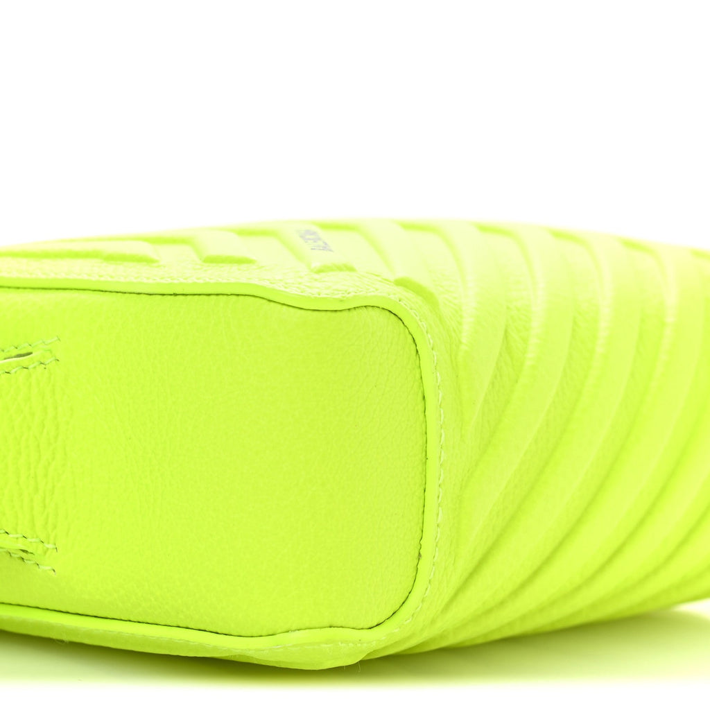 Grained Calfskin Embossed Car Camera Bag Yellow Fluo Black