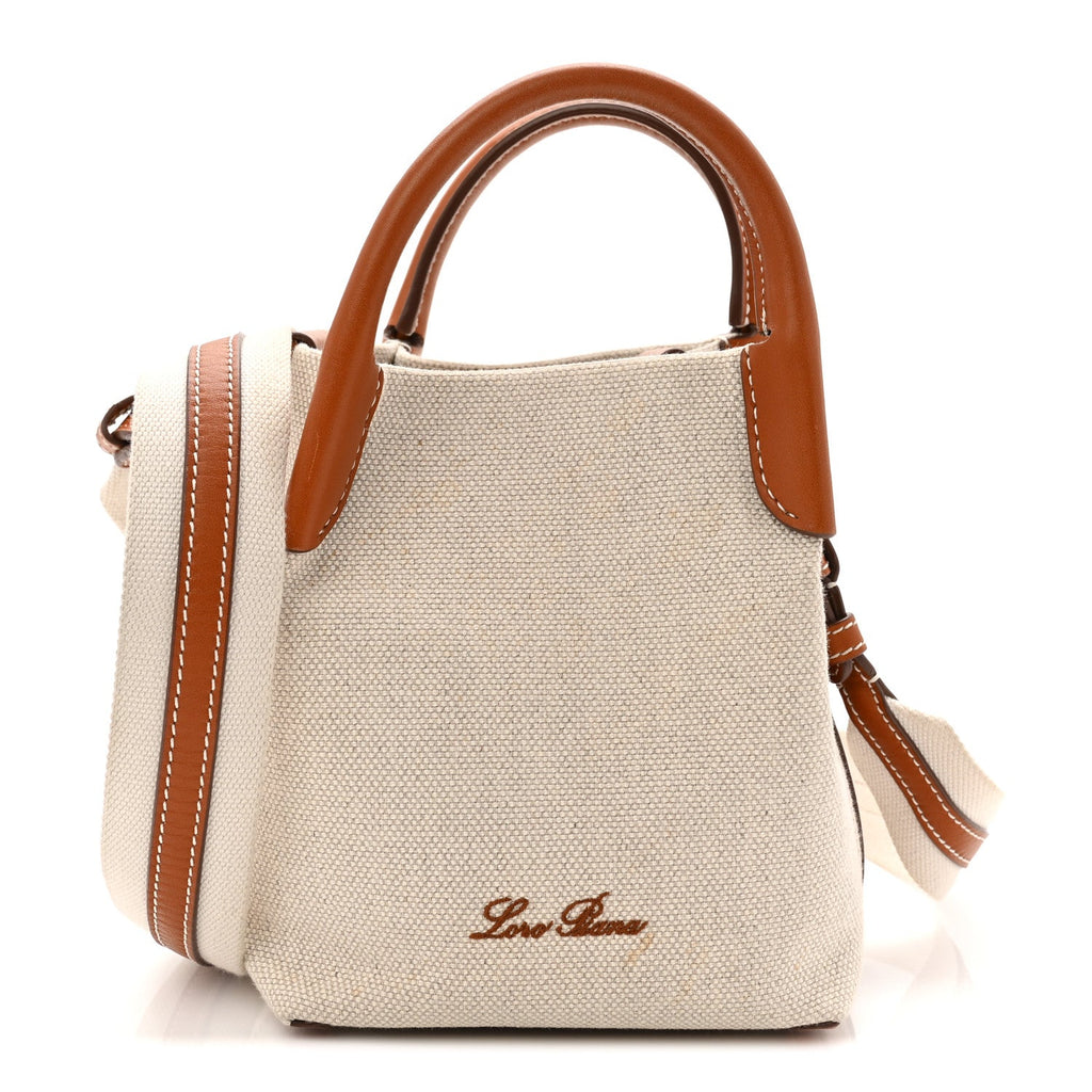 Cotton Linen Calfskin Micro Bale Bag Natural Warm Tan