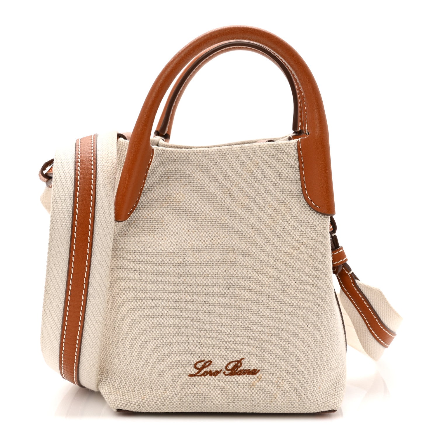 Cotton Linen Calfskin Micro Bale Bag Natural Warm Tan