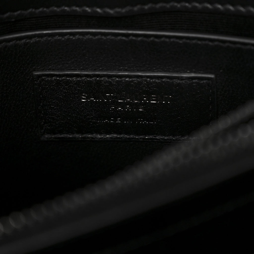 Calfskin Y Quilted Monogram Monochrome Small Loulou Chain Satchel Black