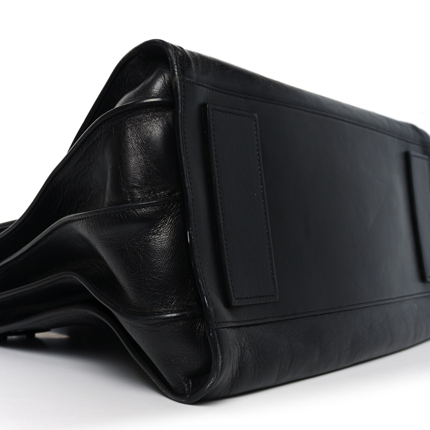 Textured Patent Large Souple Sac De Jour Black