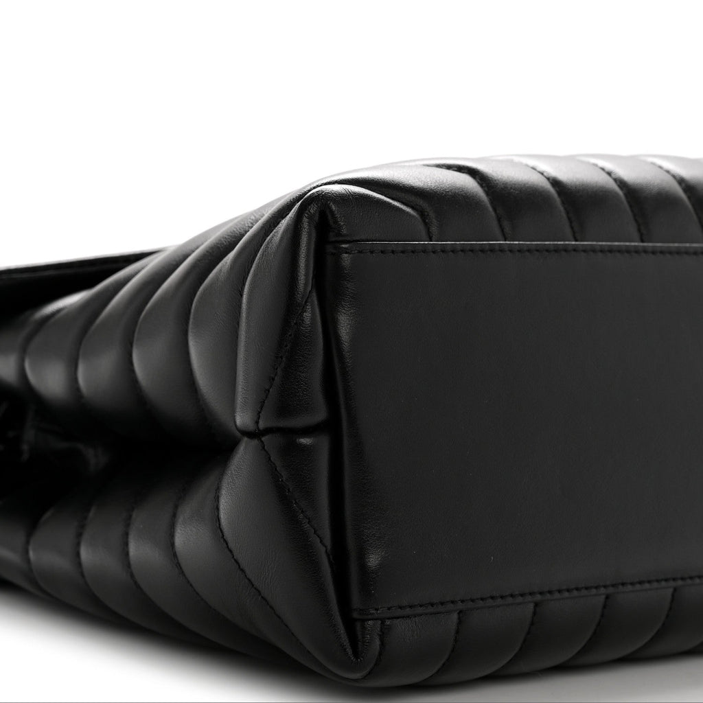 Calfskin Y Quilted Monogram Monochrome Medium Loulou Chain Satchel Black