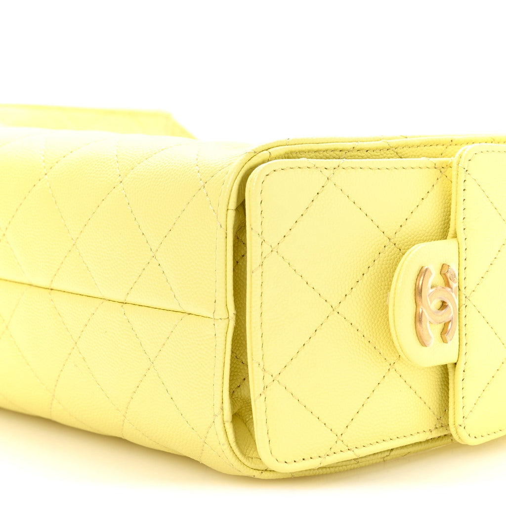 Caviar Quilted Mini Chanel 25 Handbag Light Yellow