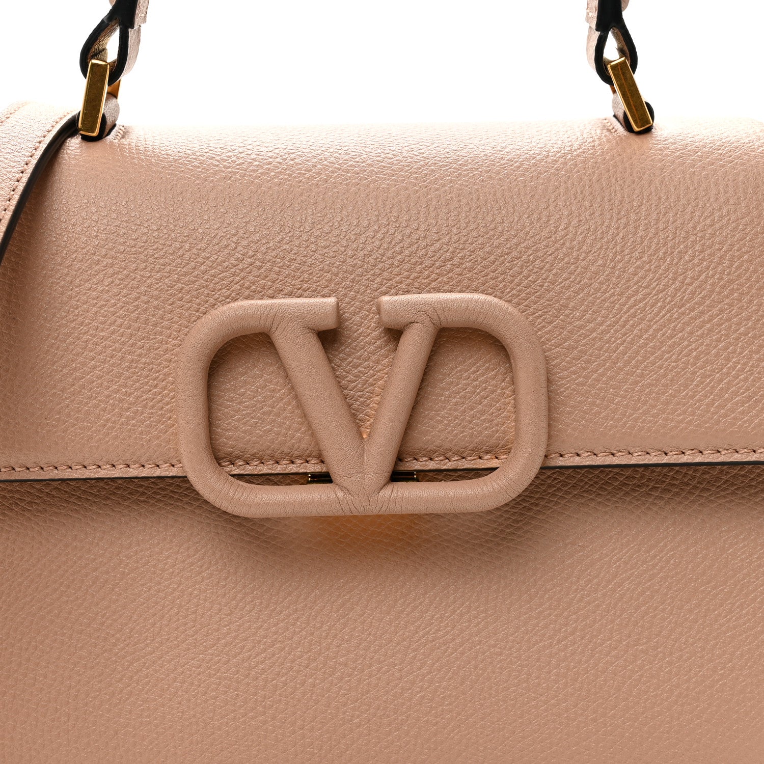 Grainy Calfskin Small VSling Top Handle Bag Poudre