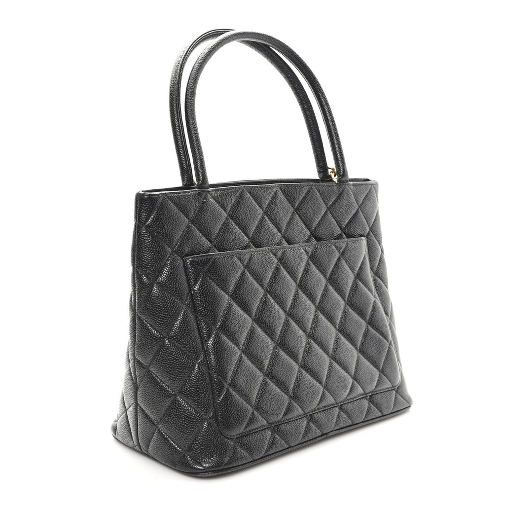 Caviar Quilted Medallion Tote Black