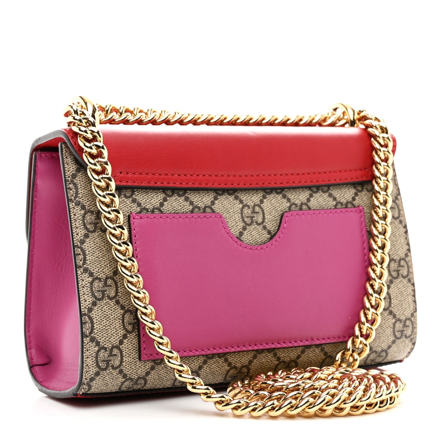 GG Supreme Monogram Calfskin Small Padlock Shoulder Bag Beige Hibiscus Red New Rosette