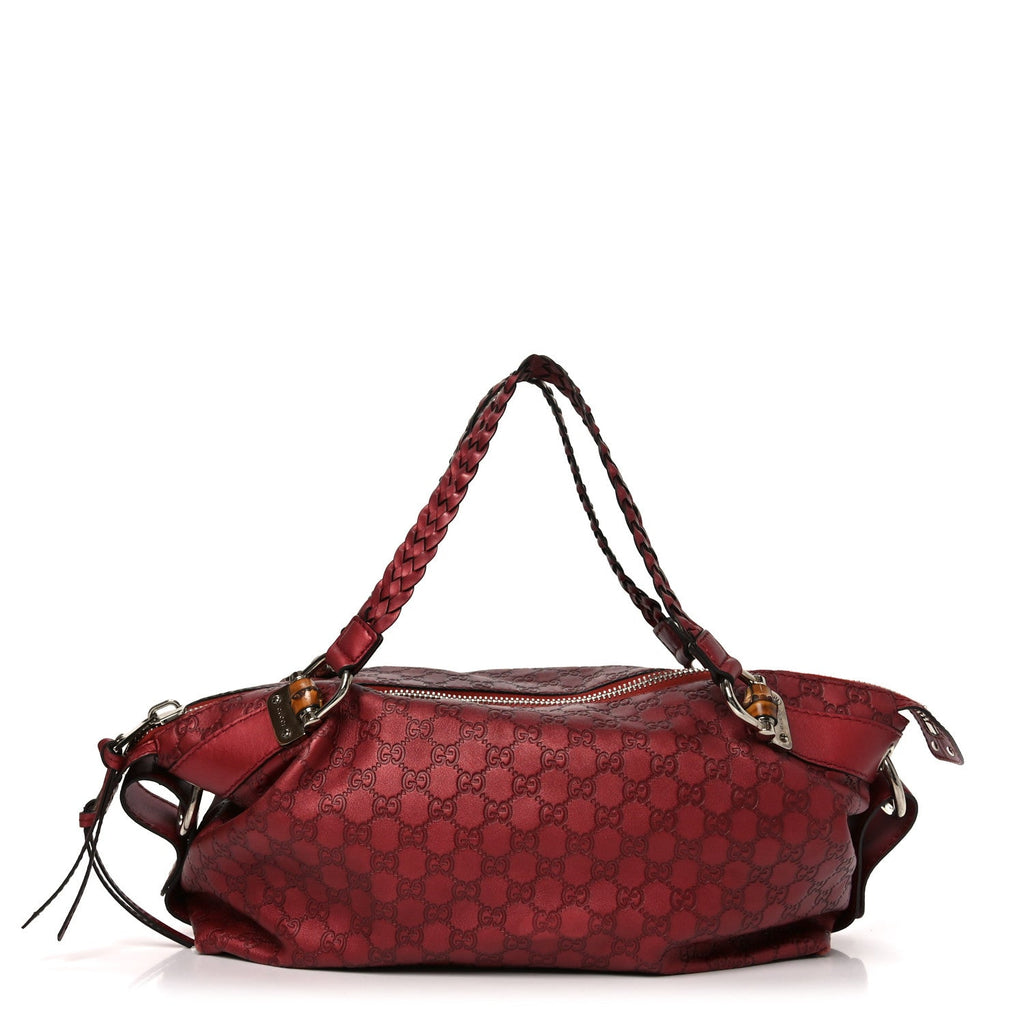 Metallic Guccissima Medium Bamboo Bar Tote Red