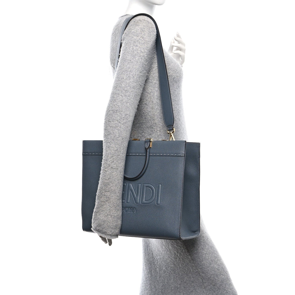 Vitello Cher Logo Debossed Medium Fendi Sunshine Shopper Tote Real Tempesta