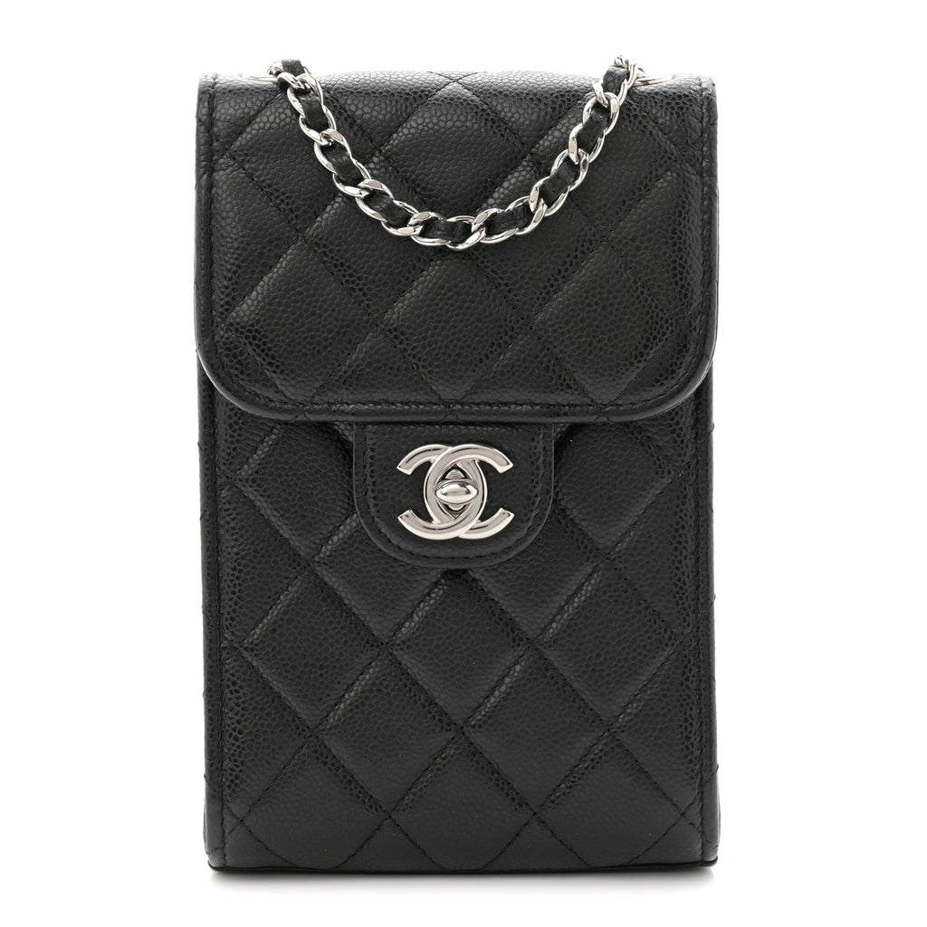 Caviar Quilted Classic Phone Holder Black