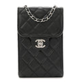 Caviar Quilted Classic Phone Holder Black