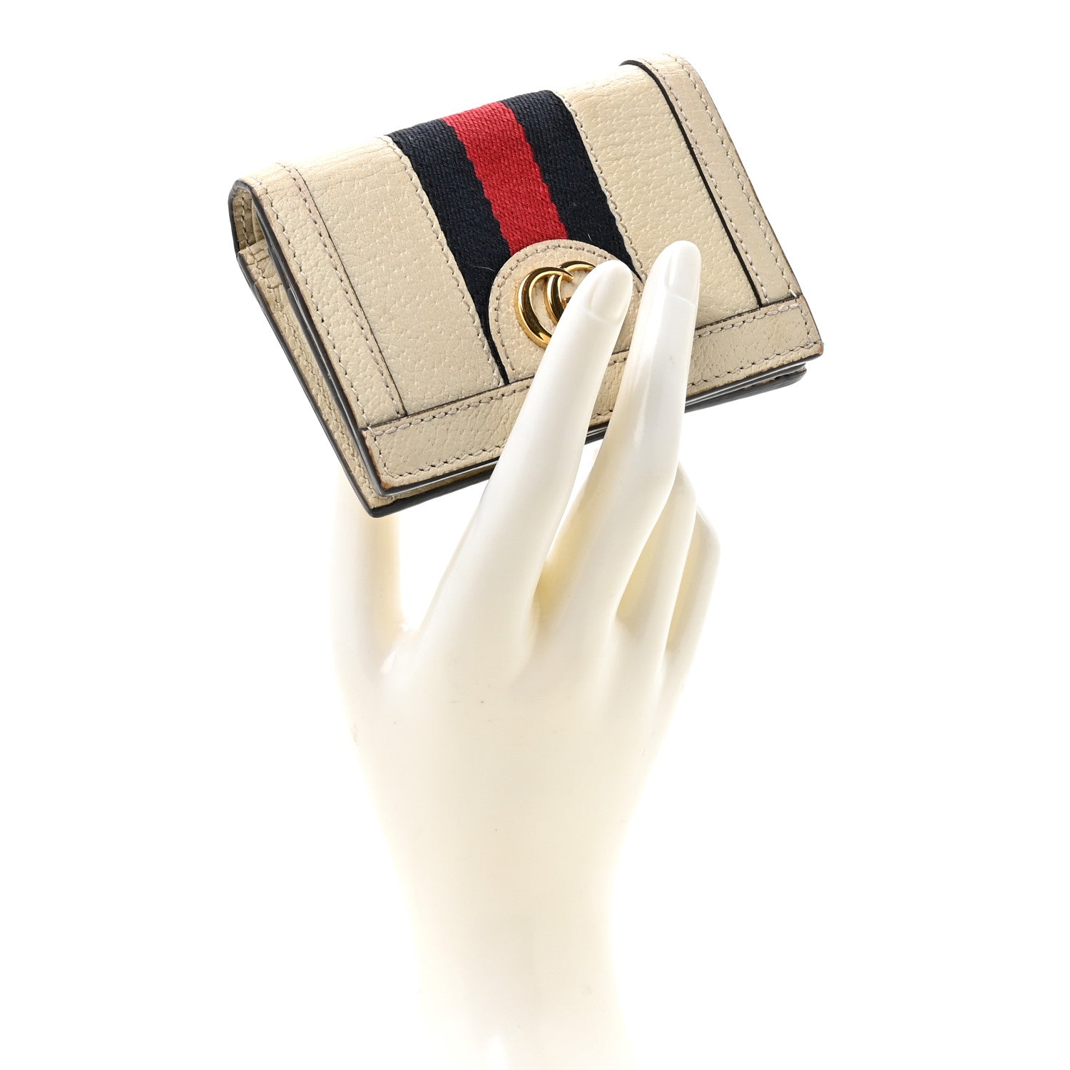 Textured Calfskin Web Ophidia  Case Mystic White
