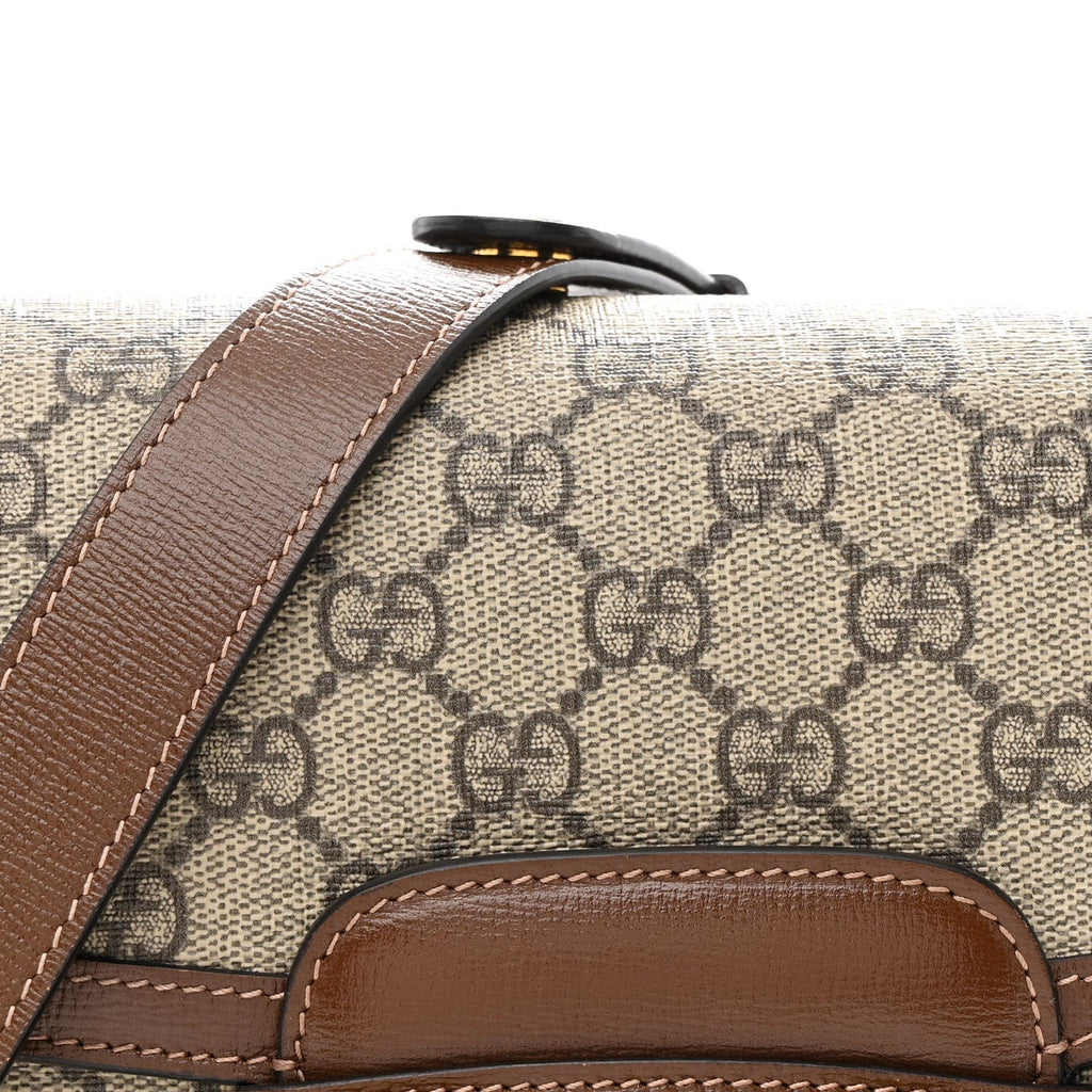 GG Supreme Monogram Horsebit 1955 Shoulder Bag Beige Brown Sugar
