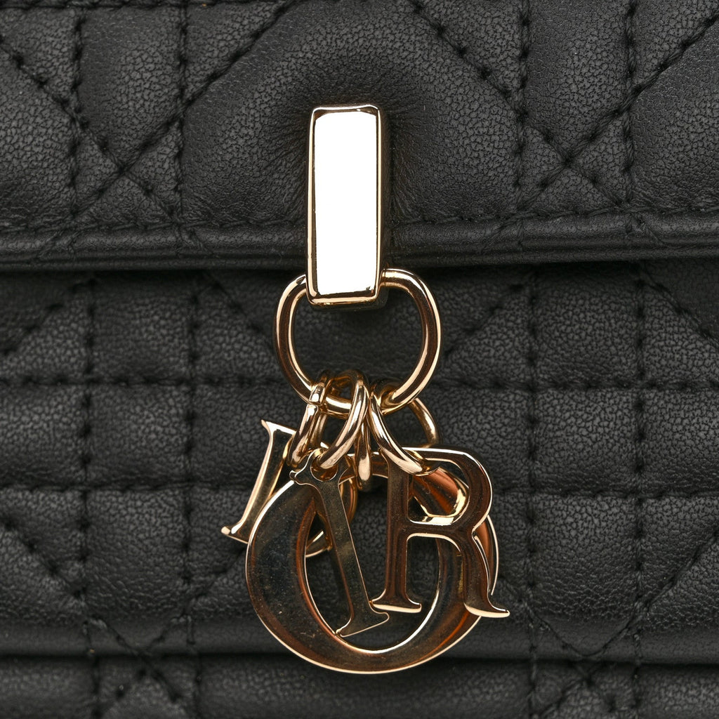 Lambskin Cannage Chain My Dior Daily Chain Pouch Black
