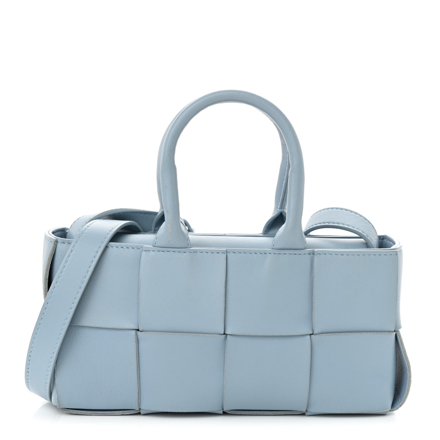 Nappa Maxi Intreccio Mini Arco East West Tote Ice Blue
