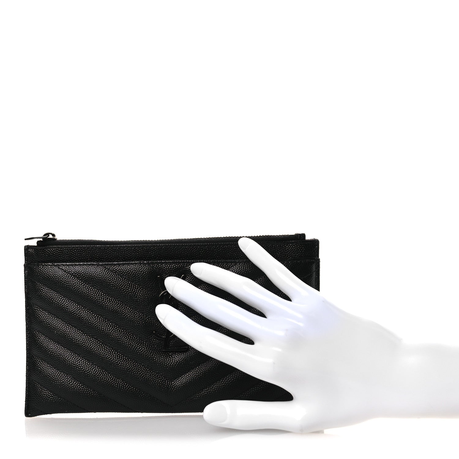 Grain De Poudre Chevron Monogram Bill Pouch Black