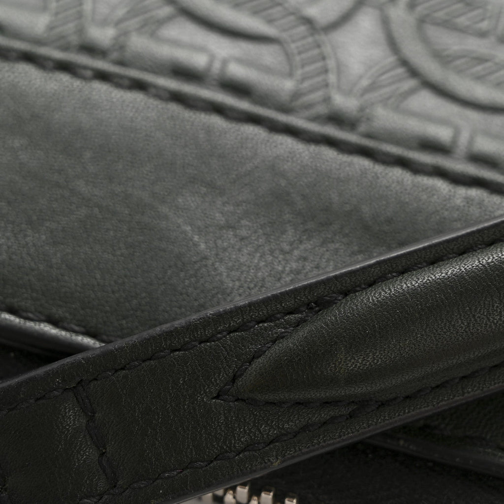 Calfskin Gancini Embossed Wristlet Clutch Dark Green