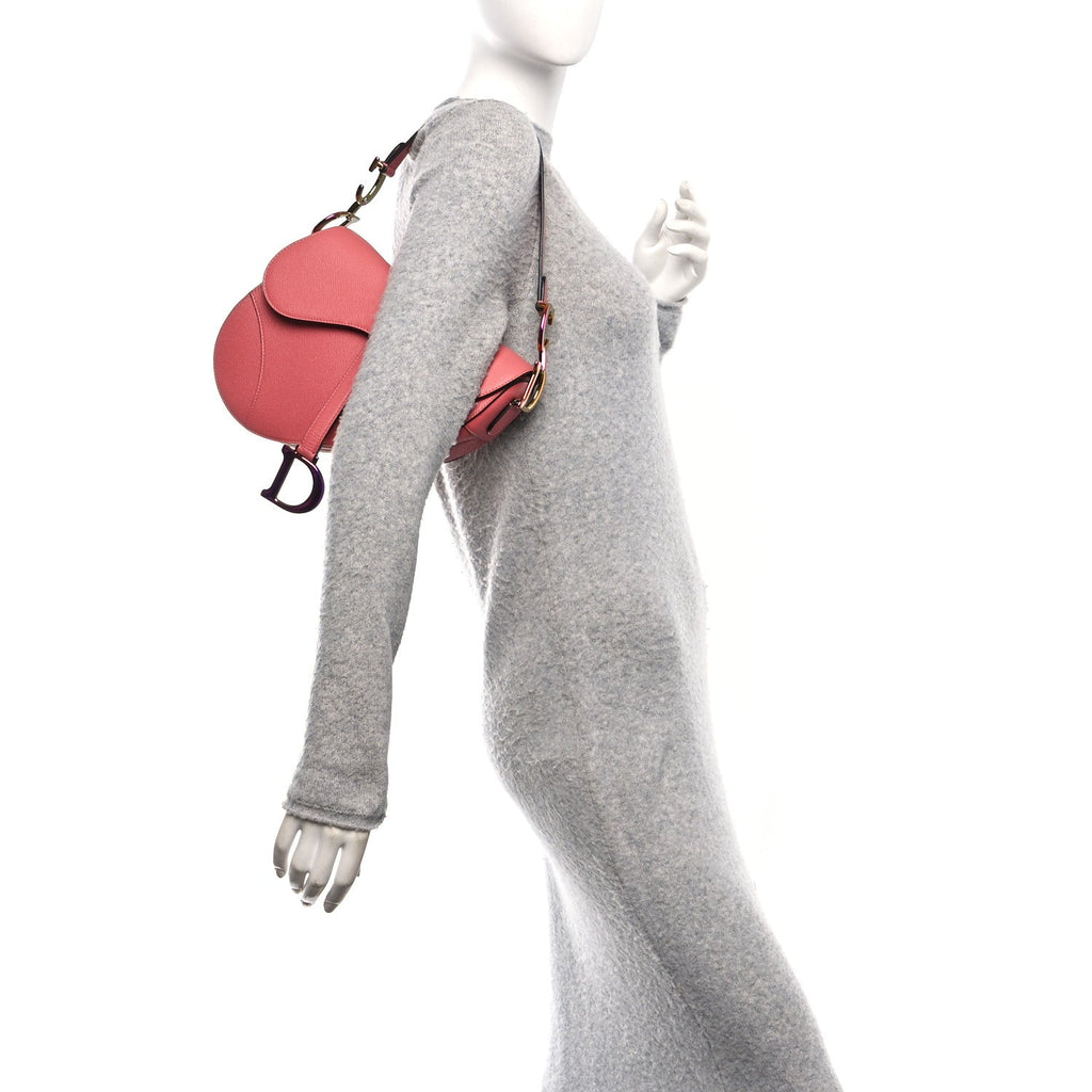 Grained Calfskin Saddle Bag Pink