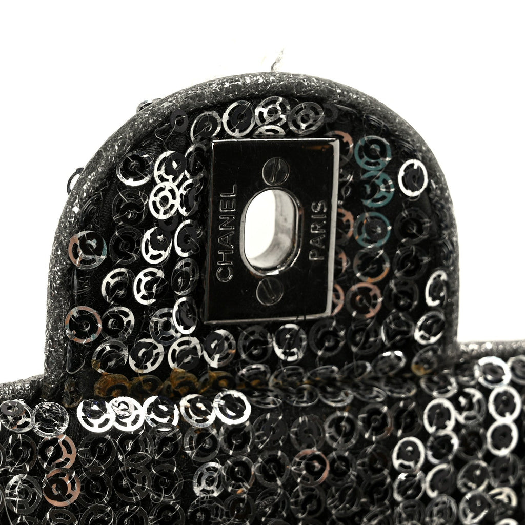 Sequin East West Flap Dark Silver