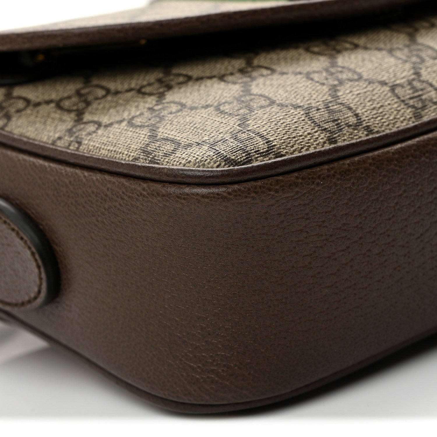 GG Supreme Monogram Textured Dollar Calfskin Web Studded Mini Ophidia Flap Shoulder Bag Beige Ebony New Acero