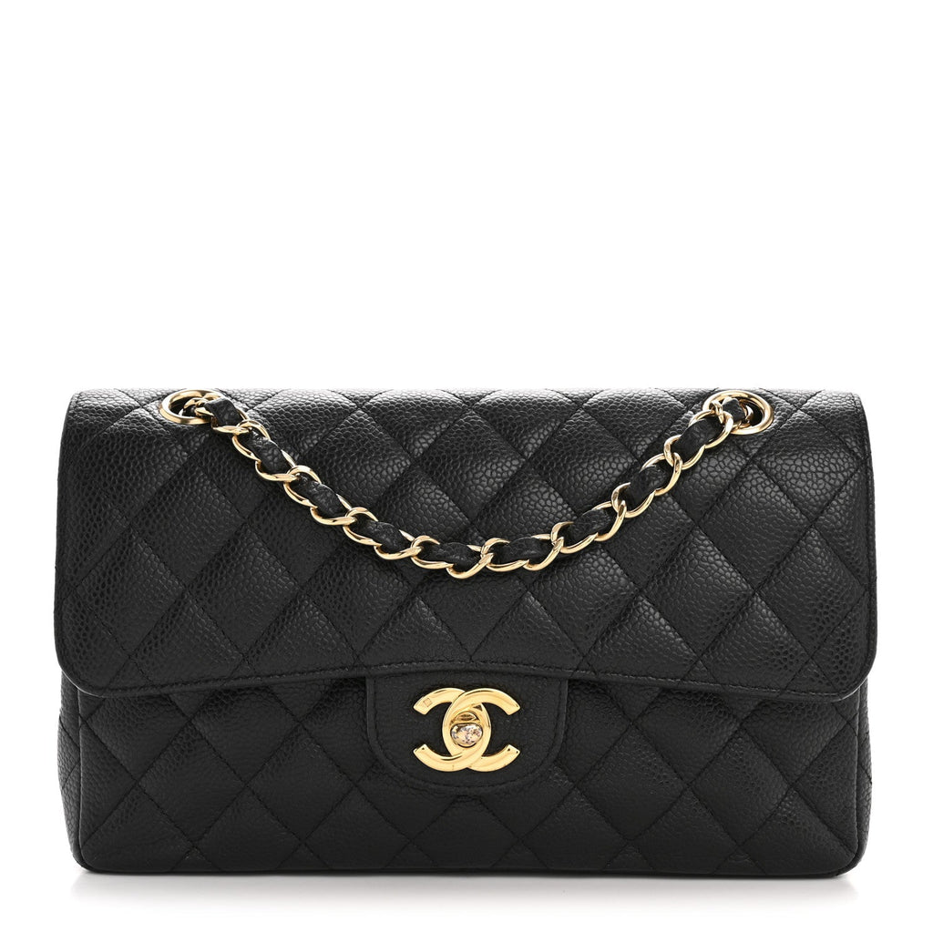 Caviar Quilted Small Double Flap Black