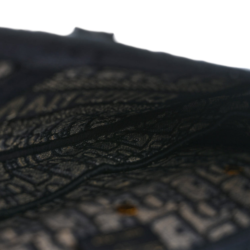 Oblique Embroidered Saddle Bag Blue