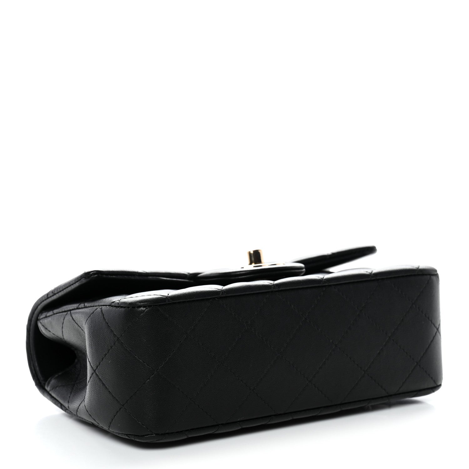 Lambskin Quilted Mini Top Handle Rectangular Flap Black