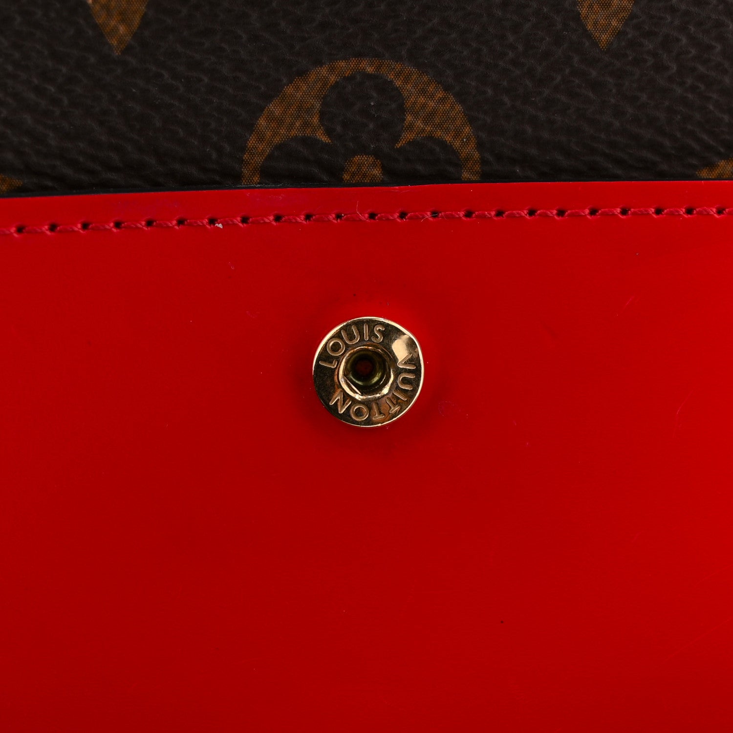 Monogram Flower Lock Compact Wallet Coquelicot