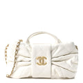 Lambskin Quilted Mini Bow Bag White
