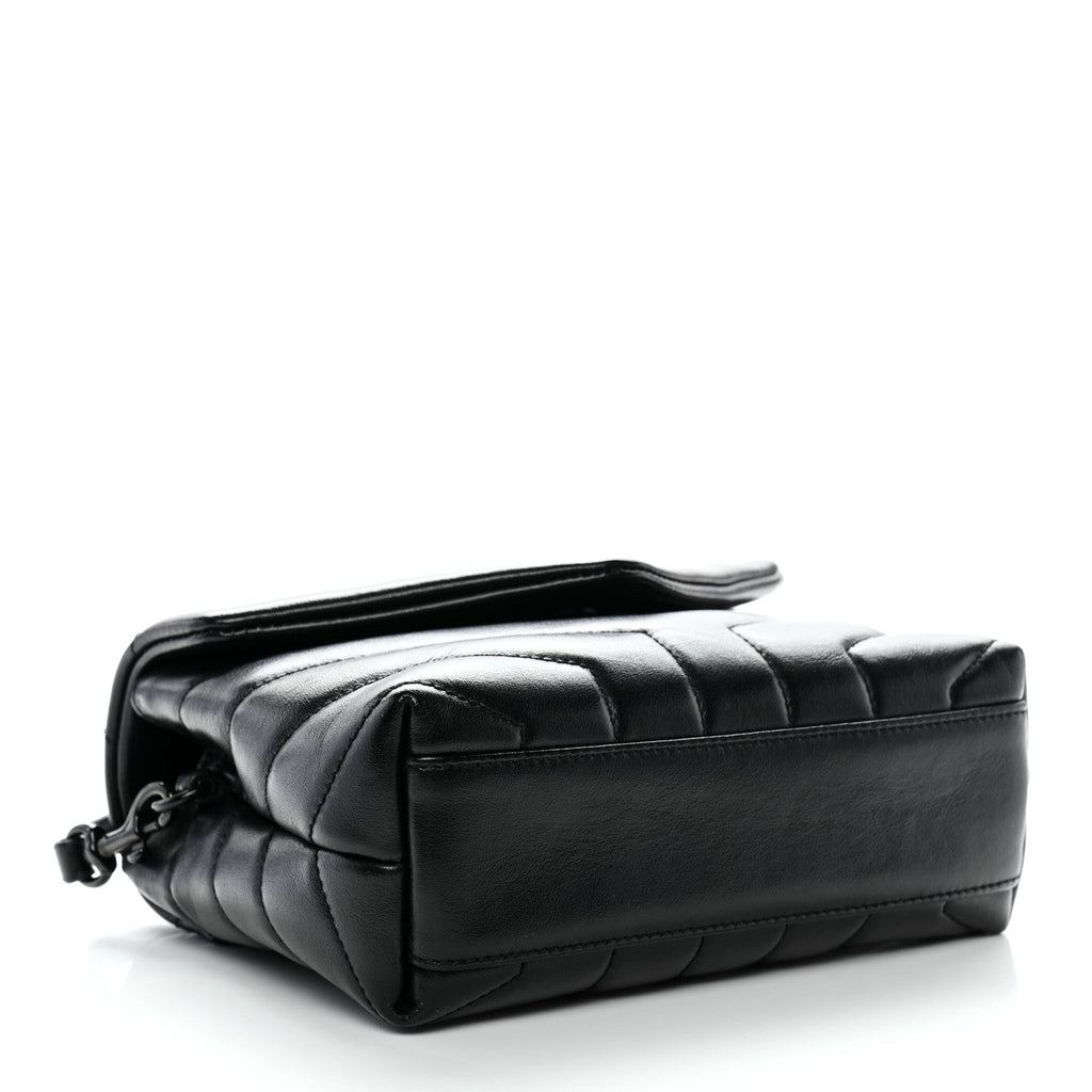 Calfskin Y Quilted Monogram Monochrome Toy Loulou Crossbody Bag Black