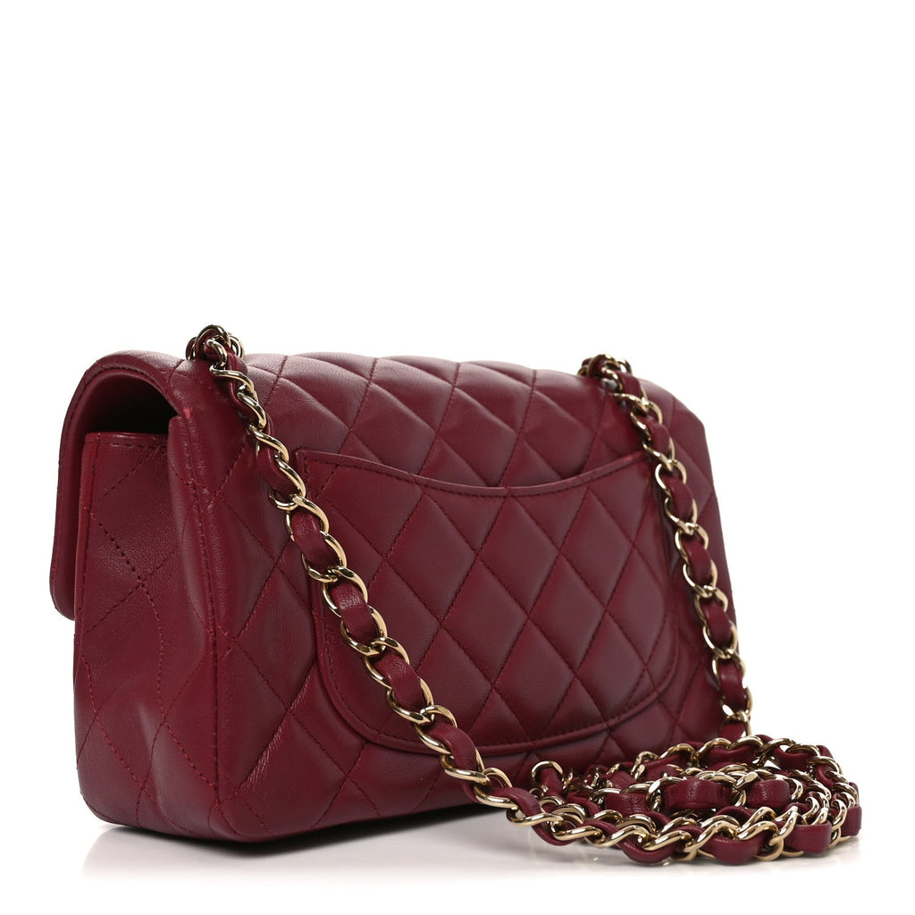Lambskin Quilted Mini Rectangular Flap Burgundy