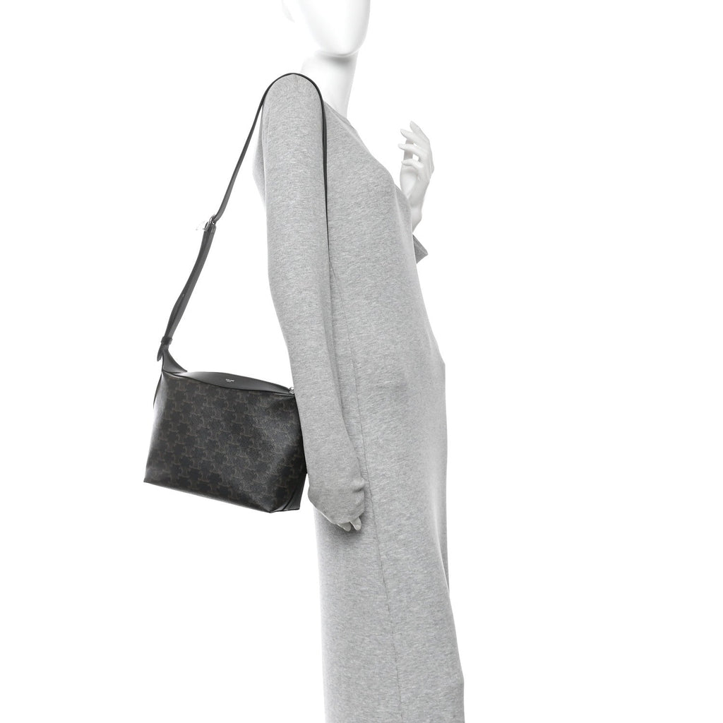 Triomphe Canvas Calfskin Harry Crossbody Bag Black