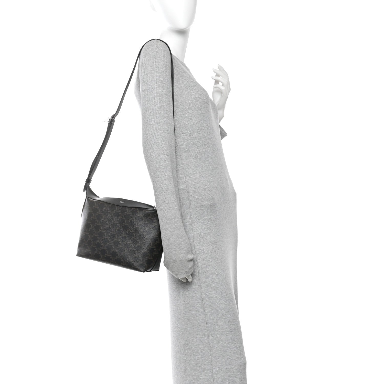 Triomphe Canvas Calfskin Harry Crossbody Bag Black