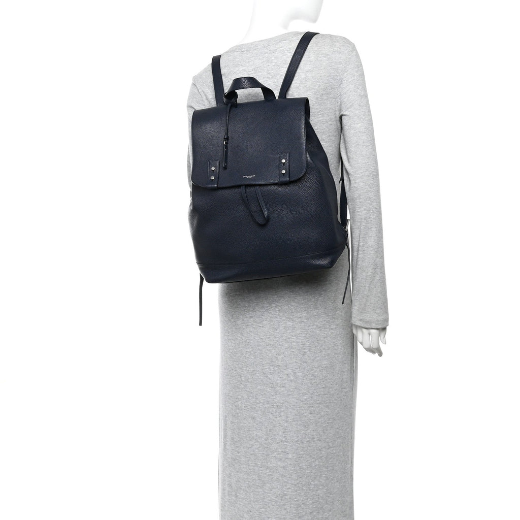 Grained Calfskin Sac De Jour Backpack Navy
