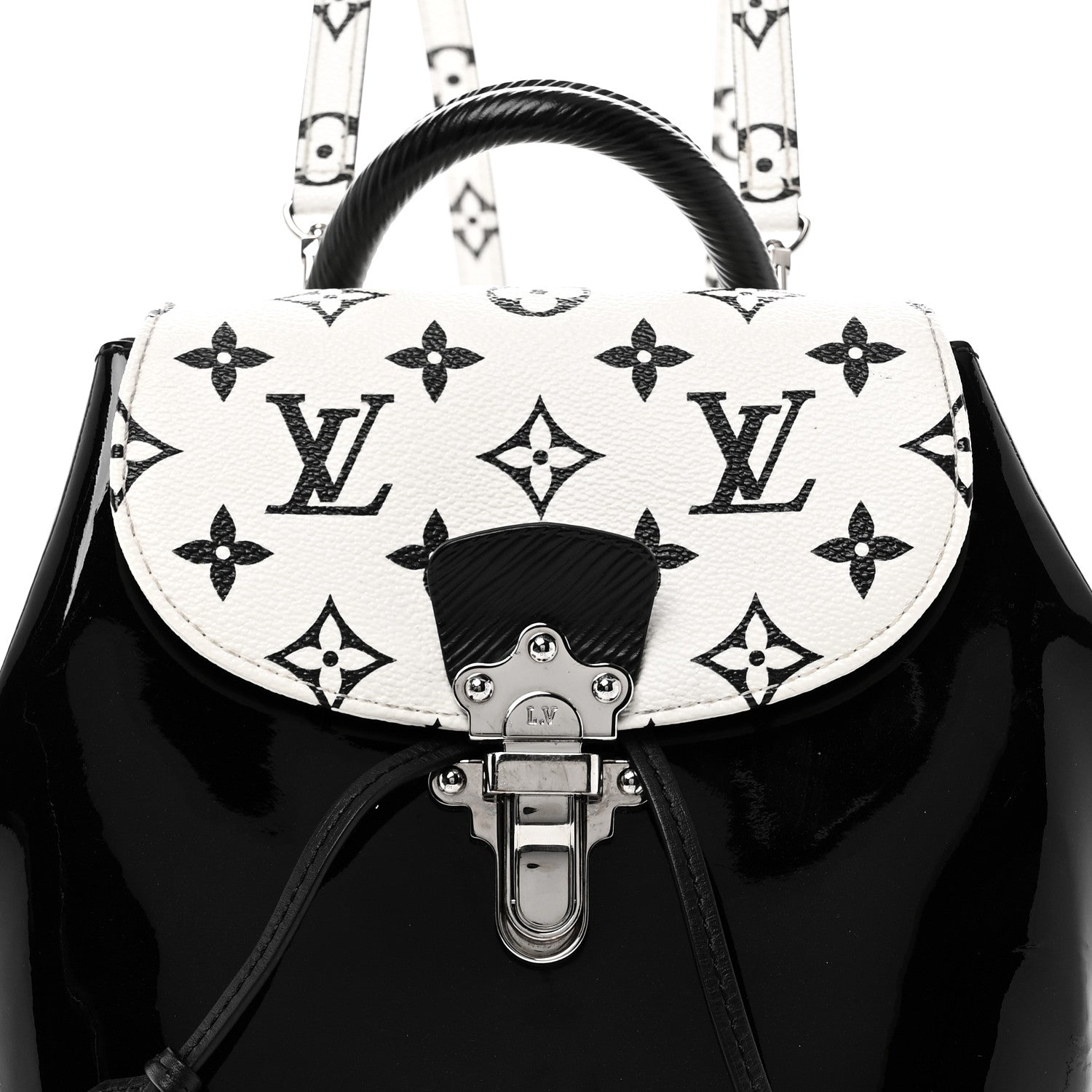 Patent Monogram Hot Springs Backpack Black White