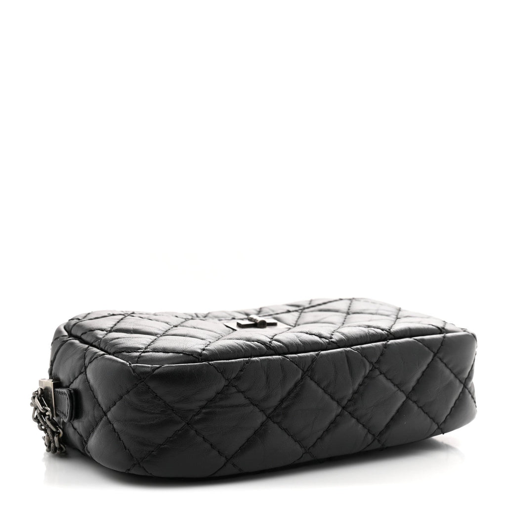 Aged Calfskin Quilted Mini Reissue Camera Case Black